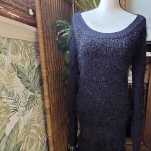 Gestuz Black Fuzzy Sweater Dress